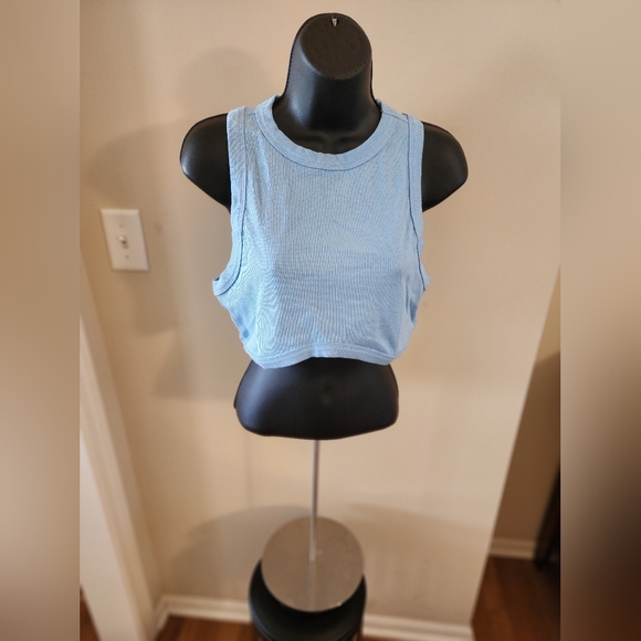 DD - Women's Blue Sleeveless Crop Top - Picture 1 of 4